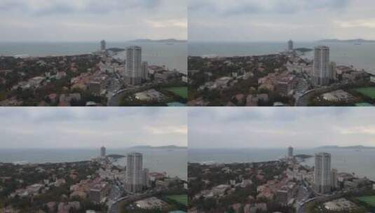 航拍山东青岛海滨城市民居住宅高清在线视频素材下载