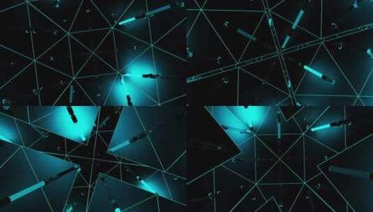 蓝色灯光灯管三维空间DJ用大屏背景VJ舞蹈高清在线视频素材下载