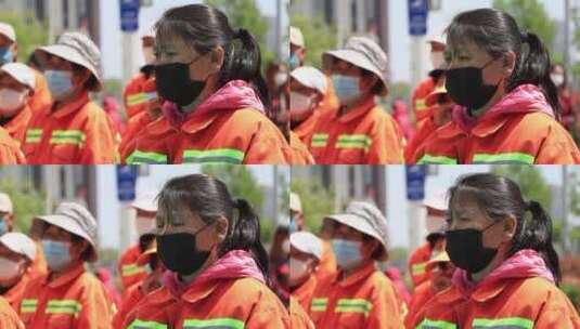 济南环卫工，身着环卫工衣服的工人高清在线视频素材下载