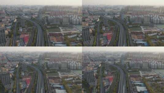 疫情空城航拍上海高架高清在线视频素材下载