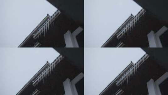 屋檐下的冰棱慢镜头高清在线视频素材下载