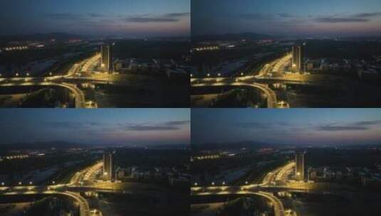 城市航拍桥梁立交高铁铁路大桥跨河高清在线视频素材下载