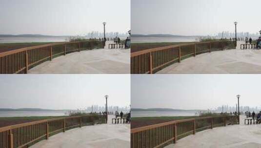 武汉洪山湖滨公园休闲地区高清在线视频素材下载