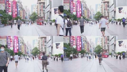 南京东路扫街行人街拍高清在线视频素材下载