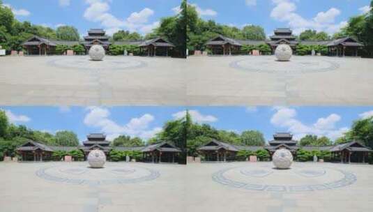 广西南宁青秀山友谊长廊广场龙珠雕塑高清在线视频素材下载