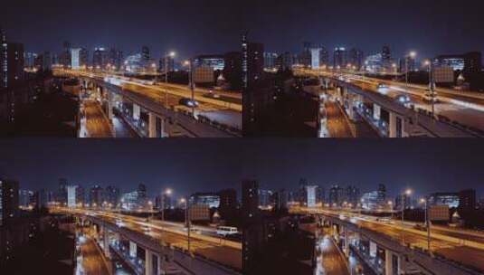 长宁区延安高架夜景高清在线视频素材下载
