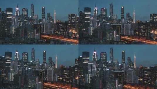 广州珠江新城夜景航拍-2高清在线视频素材下载
