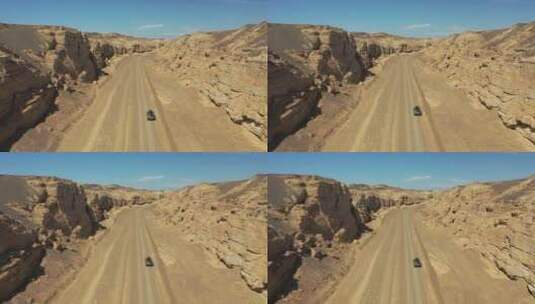 汽车越野行驶新疆哈密大海道雅丹戈壁荒漠高清在线视频素材下载