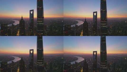 上海陆家嘴清晨航拍高清在线视频素材下载