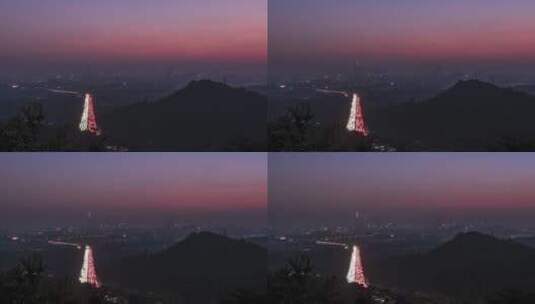 广州火炉山下城市道路繁忙车流灯轨延时摄影高清在线视频素材下载