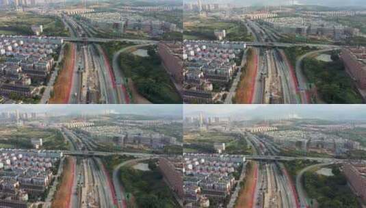 义乌至东阳市域轨道交通工程航拍高清在线视频素材下载