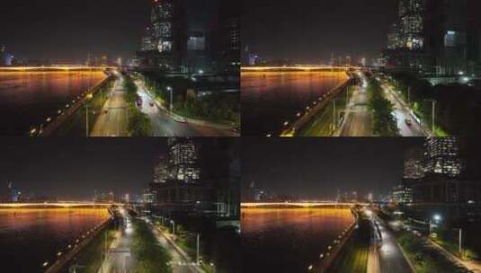 广州珠江畔夜景高清在线视频素材下载