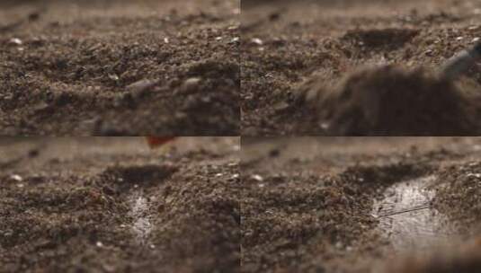 刷子扫除文物表面的沙子野外考古发掘升格高清在线视频素材下载
