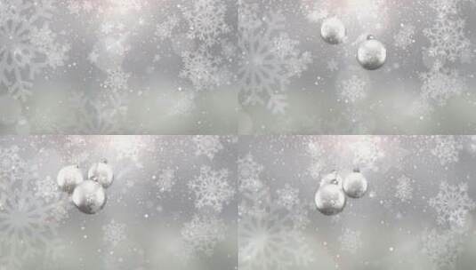 干净纯白典雅雪花银球节日装饰动画背景高清在线视频素材下载