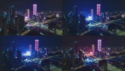 泰州市中心金融中心-夜景延时高清在线视频素材下载