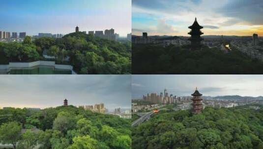 绍兴市蕺山公园文笔塔 合集高清在线视频素材下载