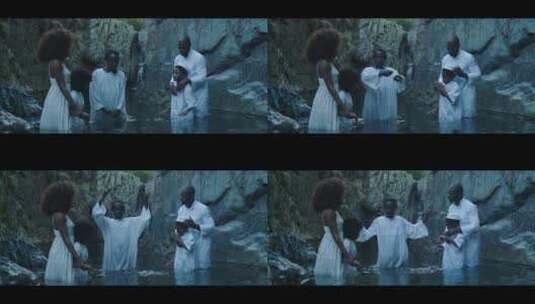 非洲人在山上洗礼高清在线视频素材下载