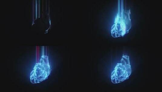 3D蓝色高科技粒子心脏演示动画素材高清在线视频素材下载