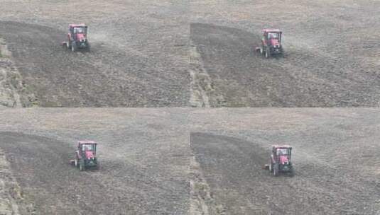 农用拖拉机后悬挂耕地撒肥机1高清在线视频素材下载