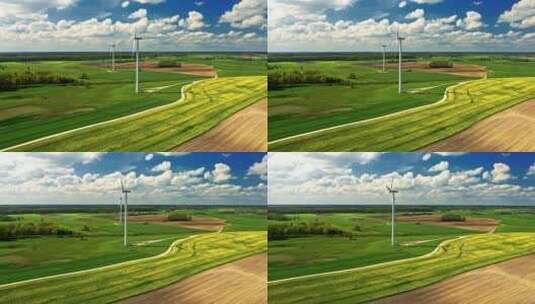 风力涡轮机风力发电机组清洁能源涡轮机高清在线视频素材下载