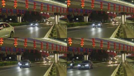 城市街道的红灯笼4K高清在线视频素材下载