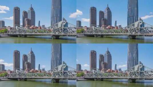 天津解放桥延时高清在线视频素材下载