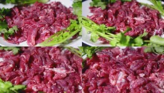 新鲜牛肉切片美食实拍视频高清在线视频素材下载