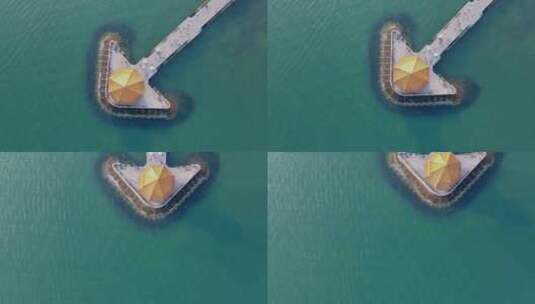 4k 航拍青岛湾栈桥风景区海洋海景高清在线视频素材下载