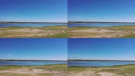 航拍内蒙赤峰翁牛特旗的草原湖泊高清在线视频素材下载