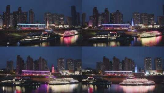 4K航拍宜昌长江宜昌港夜景高清在线视频素材下载