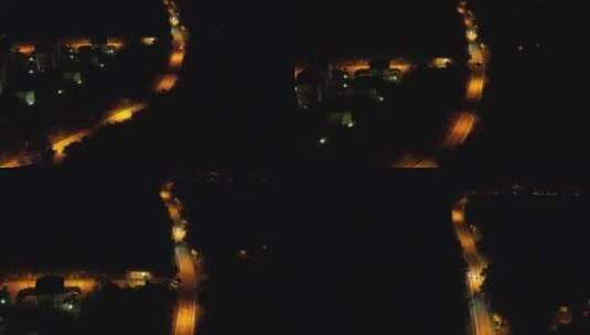 航拍夜色中的威海吉林路高清在线视频素材下载