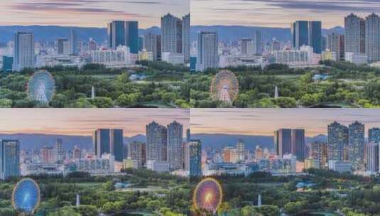 中国内蒙古呼和浩特青城公园天际线延时摄影高清在线视频素材下载