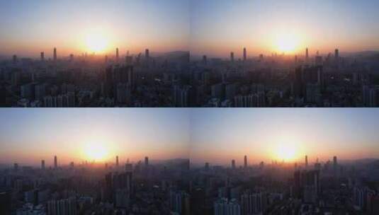 深圳高楼城市日落夕阳照耀建筑H高清在线视频素材下载