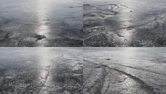 潮白河冰面自然美风景天空倒影在路上高清在线视频素材下载