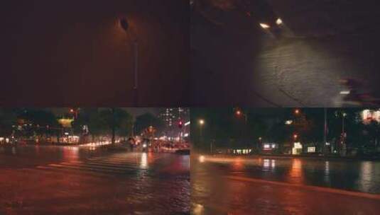 城市暴雨街道内涝积水4k视频素材高清在线视频素材下载