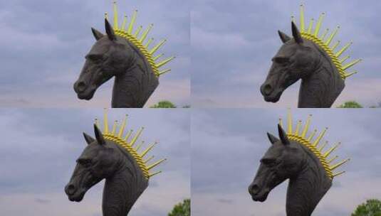 马头艺术雕像高清在线视频素材下载