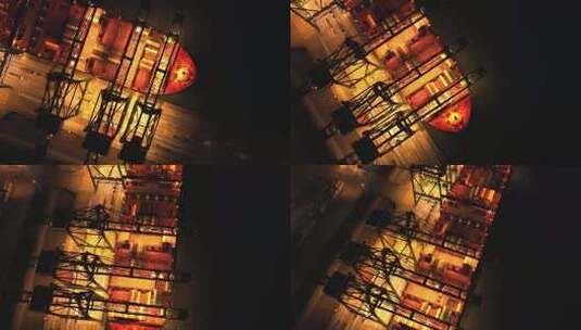 天津港夜景港口夜景码头集装箱码头龙门吊高清在线视频素材下载
