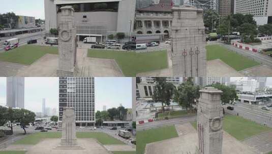 4k香港中环 皇后像广场和平纪念碑高清在线视频素材下载