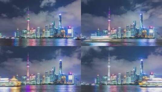 上海城市的延时夜景高清在线视频素材下载