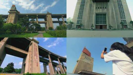 南京长江大桥桥头堡实拍毛泽东纪念雕塑高清在线视频素材下载