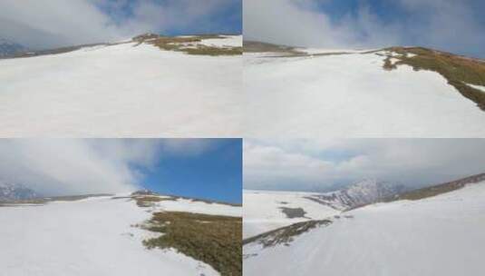 航拍初春雪山融化高清在线视频素材下载