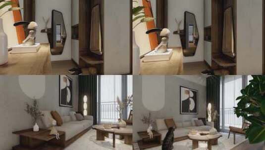 客厅一角 三维沙发 户型设计 沙发 装修设计高清在线视频素材下载