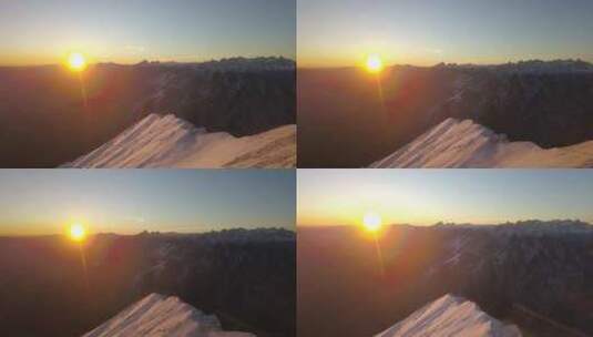 雪山上的日落高清在线视频素材下载
