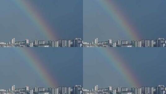 【延时】雨后小城见彩虹高清在线视频素材下载