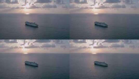 航拍大海邮轮高清在线视频素材下载