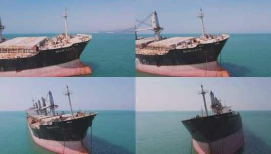 4k航拍山东威海布鲁威斯沉船高清在线视频素材下载
