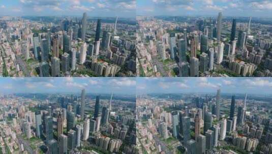 珠江新城广州塔中轴线航拍高清在线视频素材下载