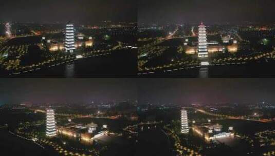 无人机航拍中国扬州大运河博物馆夜景高清在线视频素材下载