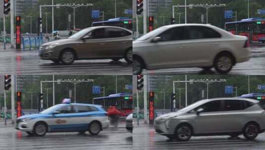 雨天 下雨 城市风光 写意 台风 雨中景色高清在线视频素材下载