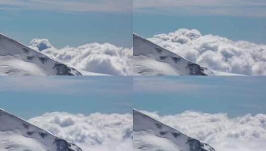 雪峰上云海的延时摄像高清在线视频素材下载